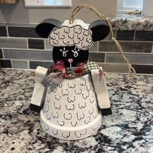 Hand Painted Flower Pot Sheep Bell.